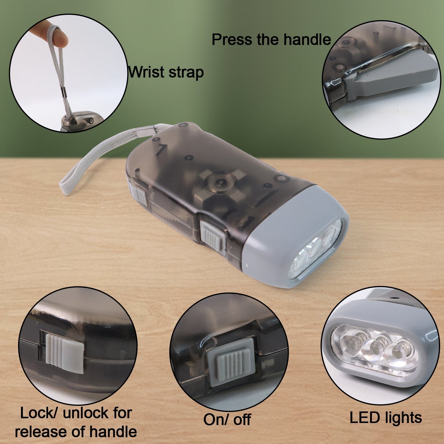 3 LED Hand Press Torch Hand Crank Flashlight Hand Pressing Flashlight Traveling Torch Light Manual Generator, Battery-Free Flashlight (1 Pc) 3 LED Hand Press Torch Hand Crank Flashlight Hand Pressing Flashlight Traveling Torch Light Manual Generator, Battery-Free Flashlight (1 Pc)
